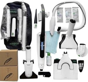 Folletto VK7S Kit Completo con 12 Sacchetti Originali, 1 Batteria Inclusa, Spazzola Elettrica Multifunzione EB7S, Pulilava SP7S con Detergente, Accessori Per Qualsiasi Superfice, 3 ANNI GARANZIA